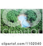 3d Blue Keyhole Lake In A Lush Forest