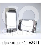 Two 3d Touch Screen Smart Phones With Blank Displays
