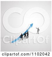 Clipart 3d Little People Lifting A Blue Arrow Royalty Free CGI Illustration