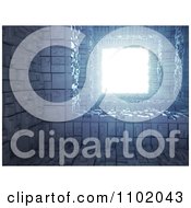 Clipart 3d Blue Sci Fi Interior With A Bright Light Shining Inwards Royalty Free CGI Illustration