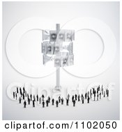 Clipart 3d Little People Standing Under A Megaphone Tower Royalty Free CGI Illustration