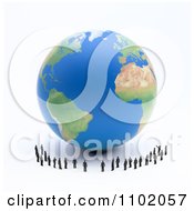 Poster, Art Print Of 3d Little People Standing Around An Earth Globe