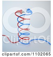Clipart Red And Blue 3d DNA Electric Cables Royalty Free CGI Illustration