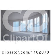 Clipart 3d Modern Interior With A Curved Wall Of Windows Royalty Free CGI Illustration by Mopic