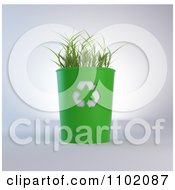 Poster, Art Print Of 3d Grass Growing In A Green Recycle Bin