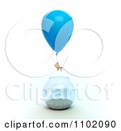 3d Goldfish Escaping From A Bowl With A Balloon