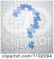 Clipart 3d Blue Puzzle Piece Question Mark Revealed In White Royalty Free CGI Illustration by Mopic #COLLC1102094-0155
