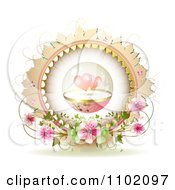 Poster, Art Print Of Protected Hearts In A Sphere Over Blossoms In A Frame On White