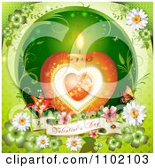 Poster, Art Print Of Heart Candle With A Valentines Day Banner On Green