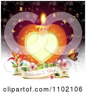 Poster, Art Print Of Heart Candle With A Valentines Day Banner On Red