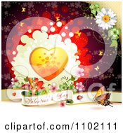 Poster, Art Print Of Valentine Day Banner Under An Orange Heart On Red