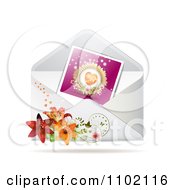 Poster, Art Print Of Heart Photo In An Envelope With Lilies
