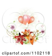 Poster, Art Print Of Two Hearts Over Lilies