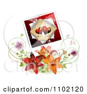 Poster, Art Print Of Heart Instant Photo Over Lilies