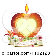 Poster, Art Print Of Heart Candle With A Valentines Day Banner On White