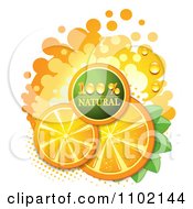 Clipart Natural Orange Slices Over Halftone And Circles On White 7 Royalty Free Vector Illustration
