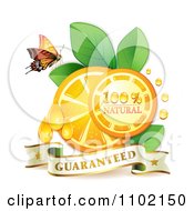Poster, Art Print Of Natural Orange Slices And A Butterfly On White 2