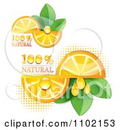 Poster, Art Print Of Natural Orange Slices Over Halftone And Circles On White 2