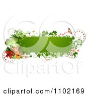 Poster, Art Print Of Green St Patricks Day Banner With Shamrocks Butterflies And Lilies
