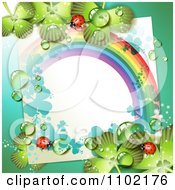 Poster, Art Print Of Blank Note Ladybug Rainbow And Dewy Shamrock St Patricks Day Background