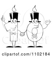 Poster, Art Print Of Outlined One And Zero Birthday Candles Holding Hands And Forming A Ten