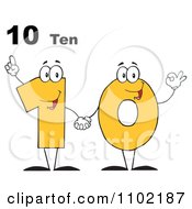 10 Ten Text Over A Yellow One And Zero Holding Hands