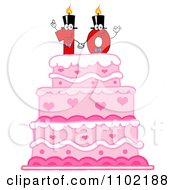Poster, Art Print Of Red One And Zero Candles Forming A Ten On A Pink Birthday Cake