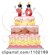 Poster, Art Print Of Red One And Zero Candles Forming A Ten On A Birthday Cake