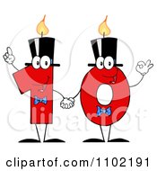 Poster, Art Print Of Red One And Zero Birthday Candles Holding Hands And Forming A Ten