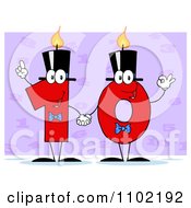 Clipart Red One And Zero Birthday Candles Holding Hands And Forming A 10 Over Purple Royalty Free Vector Illustration by Hit Toon