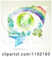 Poster, Art Print Of St Patricks Day Frame With Dewy Shamrocks A Globe And A Rainbow