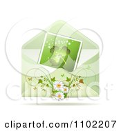 Clipart Shamrock Photo In A St Patricks Day Floral Greeting Envelope Royalty Free Vector Illustration