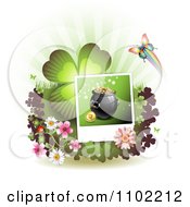 Poster, Art Print Of Butterfly Pot Of Gold And Clover St Patricks Day Background 3