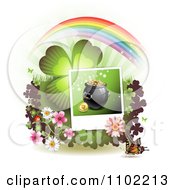 Poster, Art Print Of Butterfly Pot Of Gold And Clover St Patricks Day Background 4