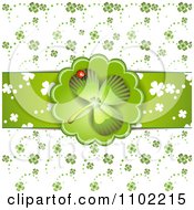 Clipart Ladybug On A St Patricks Day Shamrock Clover Over A Pattern Royalty Free Vector Illustration