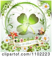 Clipart St Patricks Day Shamrock In A Frame With Clovers And A Greeting Banner Royalty Free Vector Illustration