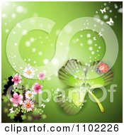 Clipart Ladybug Blossoms And Clover St Patricks Day Background Royalty Free Vector Illustration