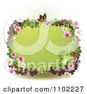Poster, Art Print Of Butterfly Blossoms And Clover St Patricks Day Border