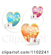 Clipart Blue Pink And Orange Floral Hearts With Letters Royalty Free Vector Illustration by merlinul