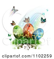 Poster, Art Print Of Rainbow With Butterflies And Easter Eggs 1