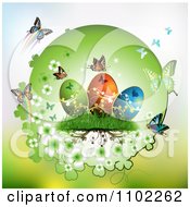 Clipart Easter Eggs With Butterflies And Grass 1 Royalty Free Vector Illustration