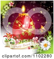 Clipart Happy Easter Banner With A Red Candle Egg 1 Royalty Free Vector Illustration