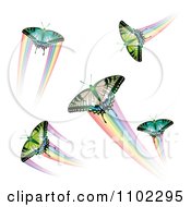Clipart Colorful Butterflies And Rainbow Trails 1 Royalty Free Vector Illustration