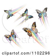 Clipart Colorful Butterflies And Rainbow Trails 2 Royalty Free Vector Illustration