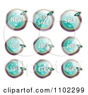 Poster, Art Print Of Round Turquoise Butterfly Retail Sale Icons