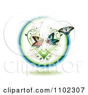 Poster, Art Print Of Butterflies In A Circle With A Vine Heart