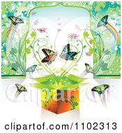 Poster, Art Print Of Gift Box With Butterflies And Heart Vine