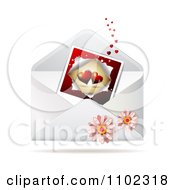 Clipart Heart Instant Photo In An Envelope And Daisies Royalty Free Vector Illustration