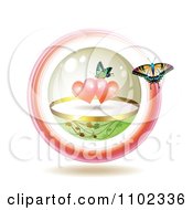 Poster, Art Print Of Butterfly Circling Another In A Sphere With Hearts