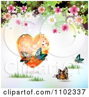 Poster, Art Print Of Butterfly Daisy Blossom And Picture Valentines Day Background